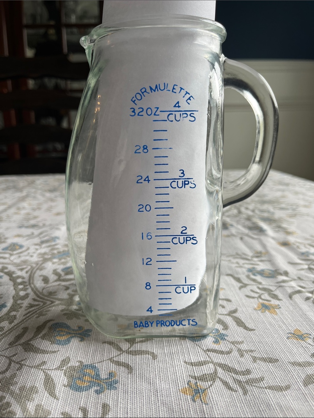 Clear Glass MCM Formulette BMeasuring Pitcher - Blue Markings